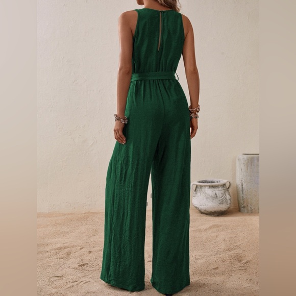 Casual Tied Surplice Sleeveless Wide Leg Jumpsuit - Picture 10 of 11